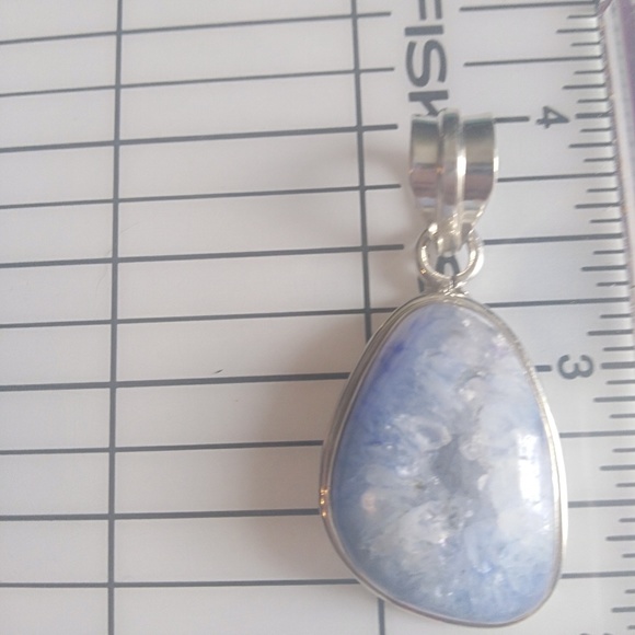 Sterling Silver Blue Druzy crystal Stone  pendant - Picture 5 of 5